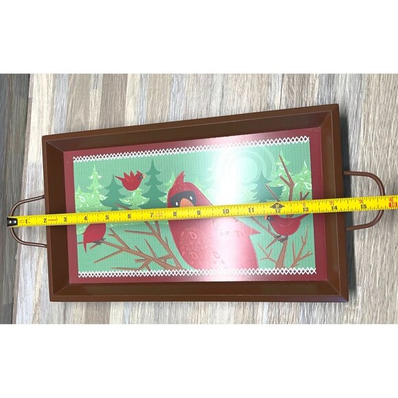 Gund Cardinal Bird Serving Tray Rectangular with Handles Christmas Decor - Picture 7 of 11